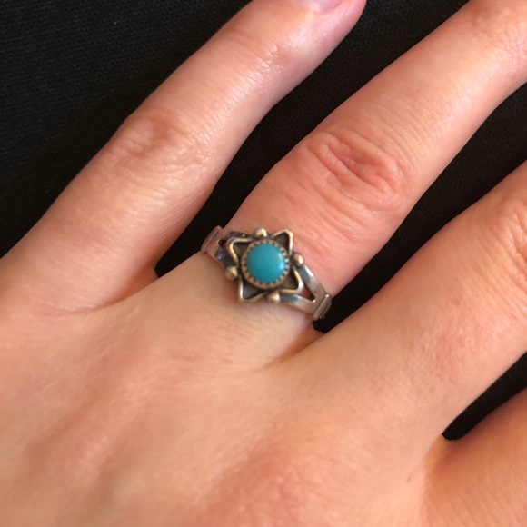 Sterling silver signed turquoise ring navajo western - Picture 9 of 9